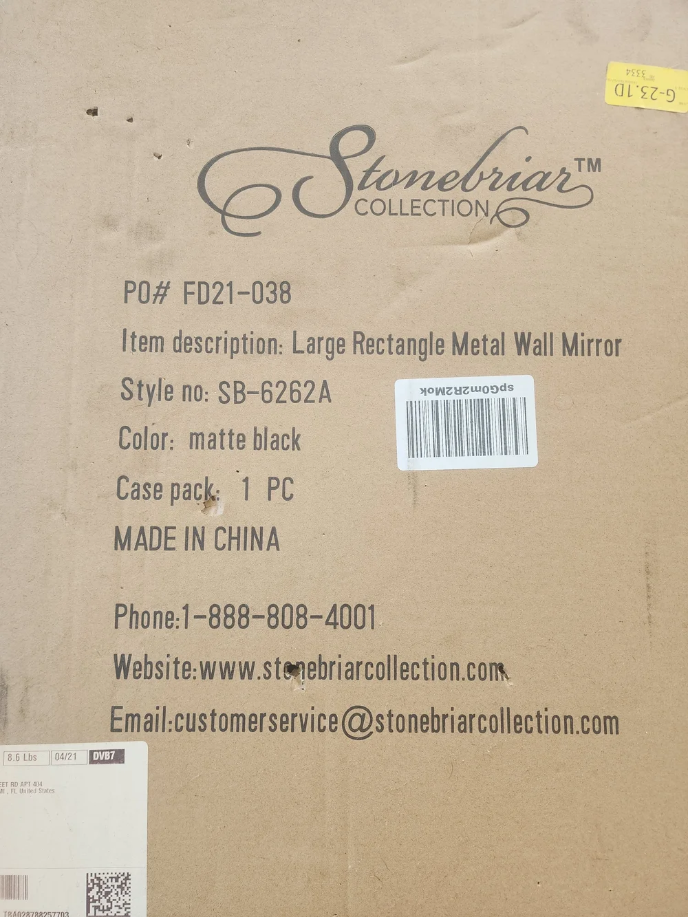 Industrial Rectangle Wall Mirror in Black Metal Frame 29.1